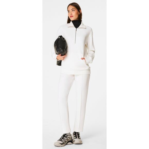 SPANX AirEssentials Luxe Half Zip Top Tunic Sweatshirt Pullover Powder White NWT - Picture 3 of 7